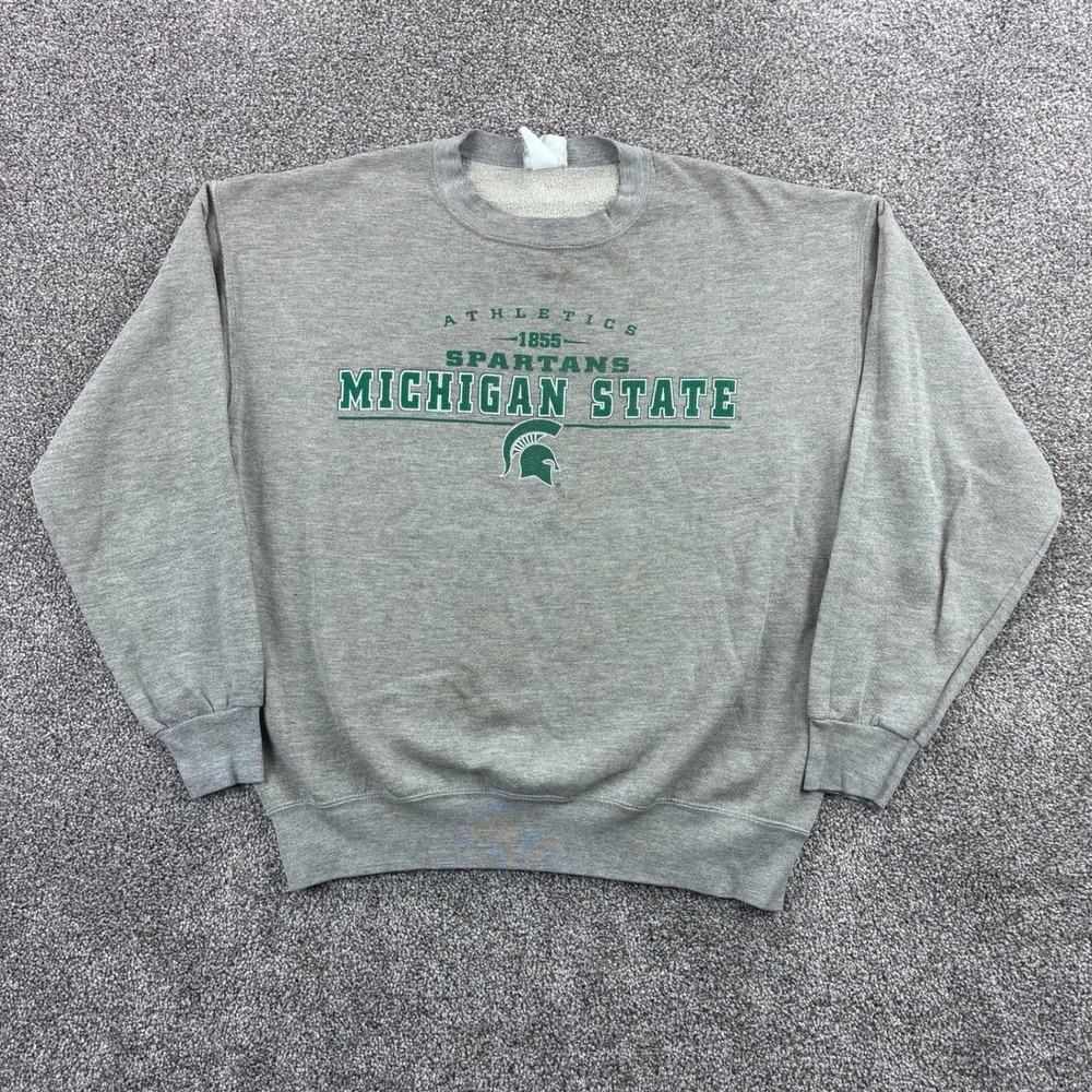 Vintage Michigan State Spartans Sweatshirt Mens XL Gray Lee Sport Crest Logo